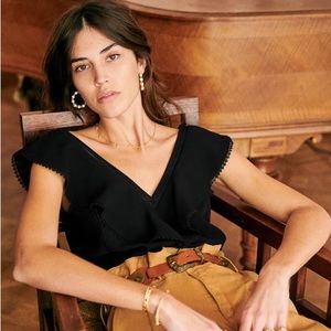 SEZANE black Manette top size 2